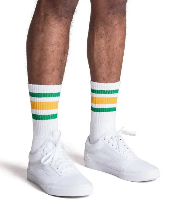 Green and Gold Striped Socks