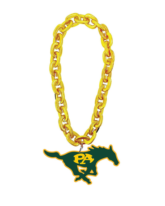 Team Fan Turnover Chain - Green/Yellow Horse Pendant on Yellow chain