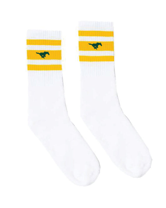 Gold Striped Mustang Crew Socks