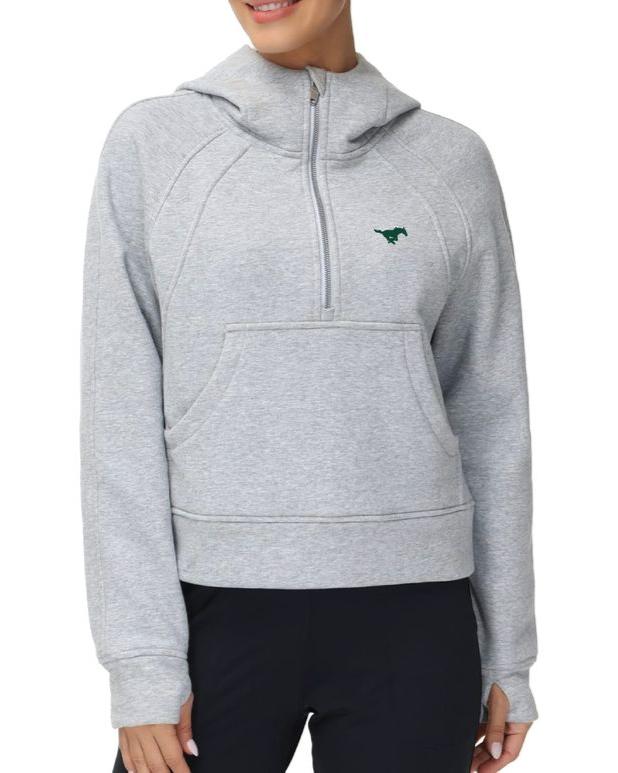 Womens' Half Zip Long Sleeve Fleece Crop Pullover Sweatshirts