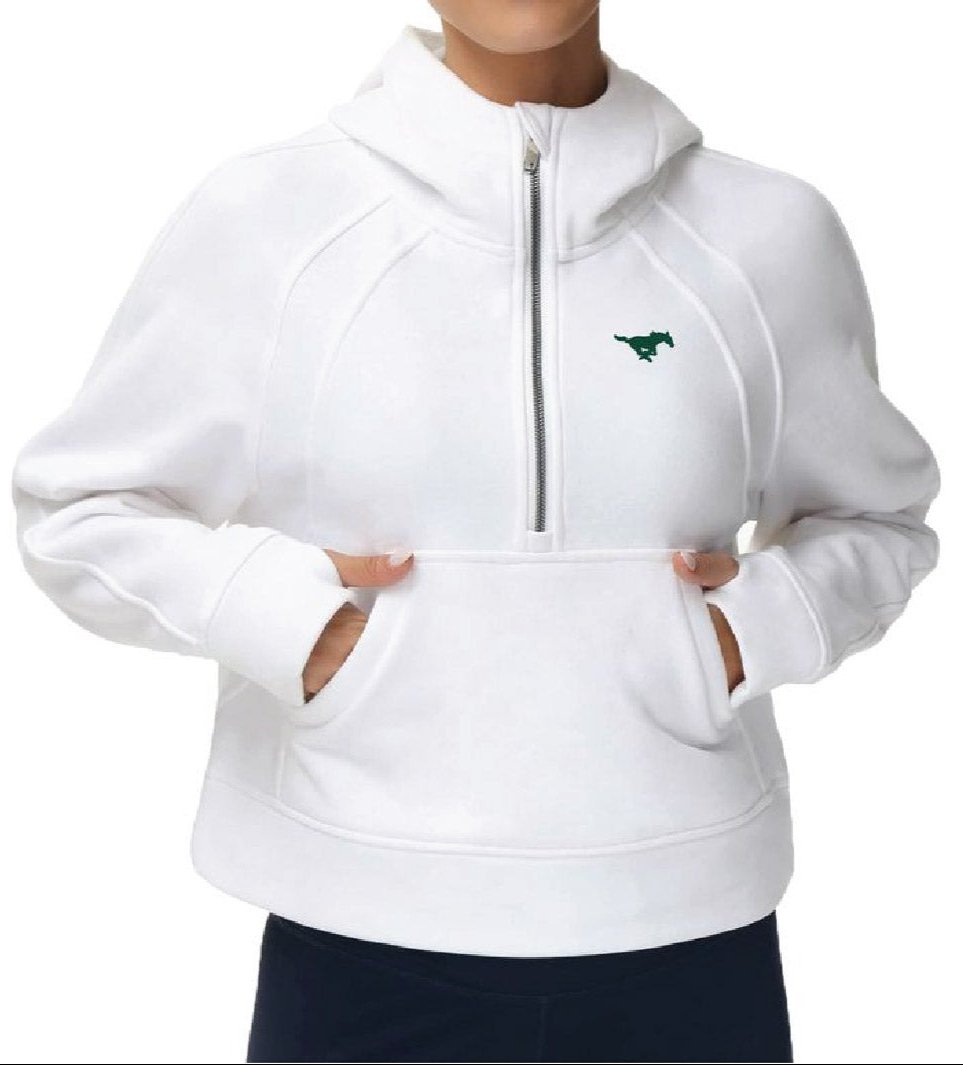 Womens' Half Zip Long Sleeve Fleece Crop Pullover Sweatshirts